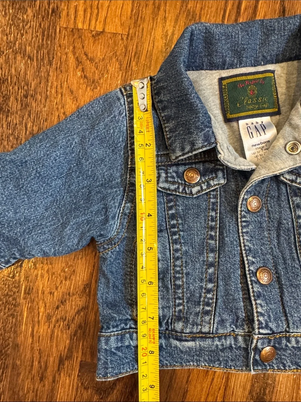 Baby GAP Medium Blue Denim Jacket with Grey Lined Collar size newborn stage 1